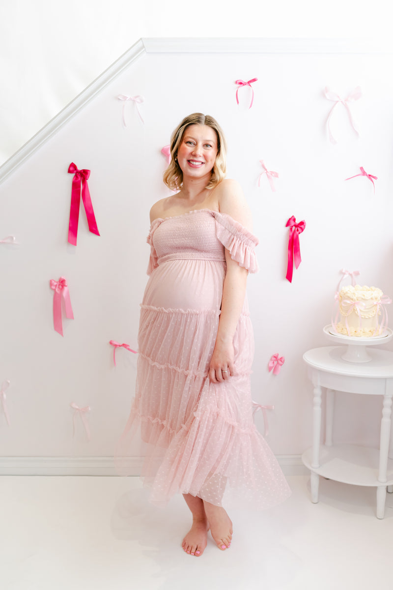 Garden Party Polka Dot Chiffon Tiered Midi Dress