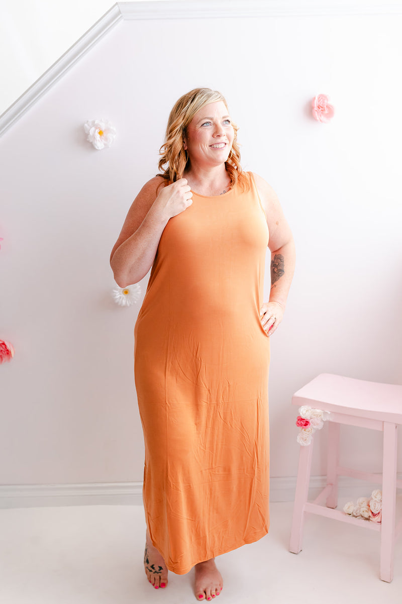 Curvy Chloe Maxi Dress Butter Orange1