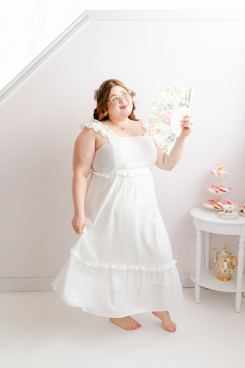 The Curvy Kate Empire Waist Midi Dress | White The Curvy Kate Empire Waist Midi Dress | White