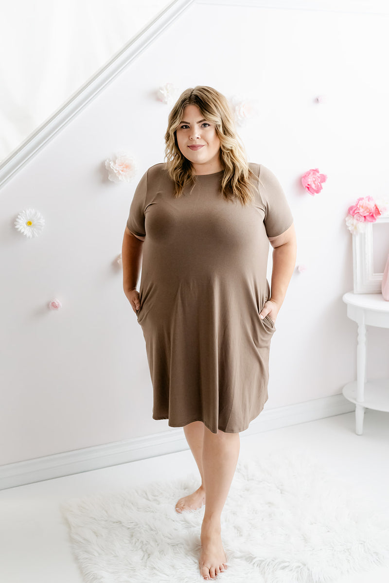 Curvy Tee Shirt Dress Mocha MNR Beauty Boutique