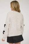Bow Pattern Long Sleeve Knit Sweater