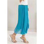 Pleated High-Waist Mesh Skirt | Turquoise