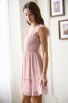 Garden Party Polka Dot Chiffon Tiered Mini Dress | Pink
