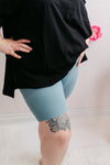 Curvy Coziness Biker Shorts | Blue Grey