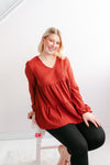 Long Sleeve Tiered Top | Cinnamon