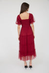 The Garden Party Puff Sleeve Midi Dress | Deep Red
