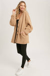 Fuzzy Knit Balloon Sleeve Jacket | Dusty Pink