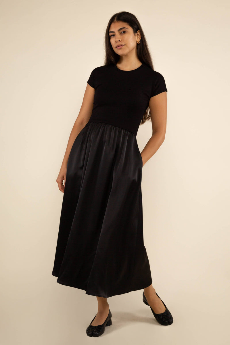 Fanny Contrast Midi Dress | Black