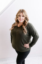 Curvy Knit Pull Over Sweater | Dk Olive - MNR Beauty Boutique