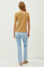 Ultra Soft Basic Short Sleeve Sweater | Camel