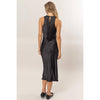 Satin Sleeveless Midi Dress | Black