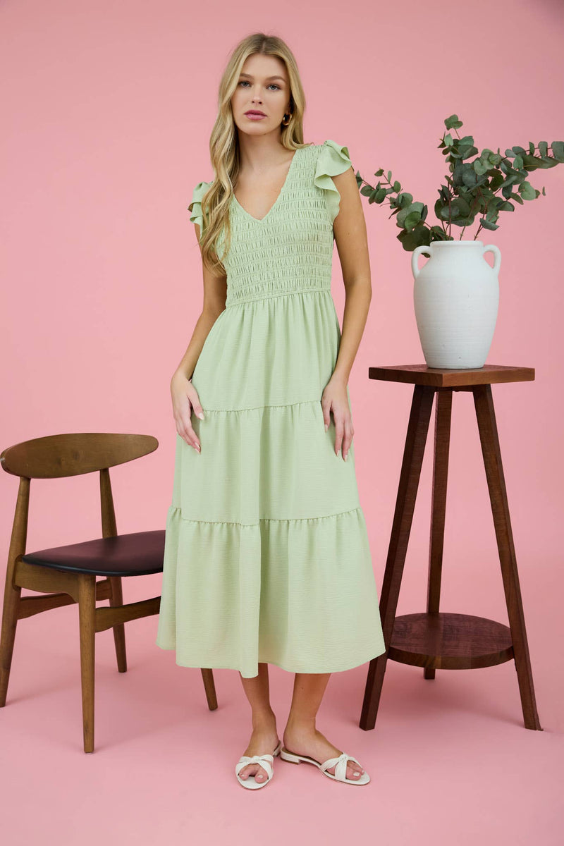 Flutter Sleeve Maxi Dress | Sage