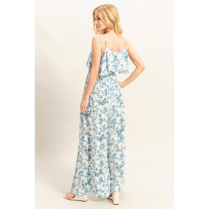 Floral Print Spaghetti Strap Jumpsuit | Blue