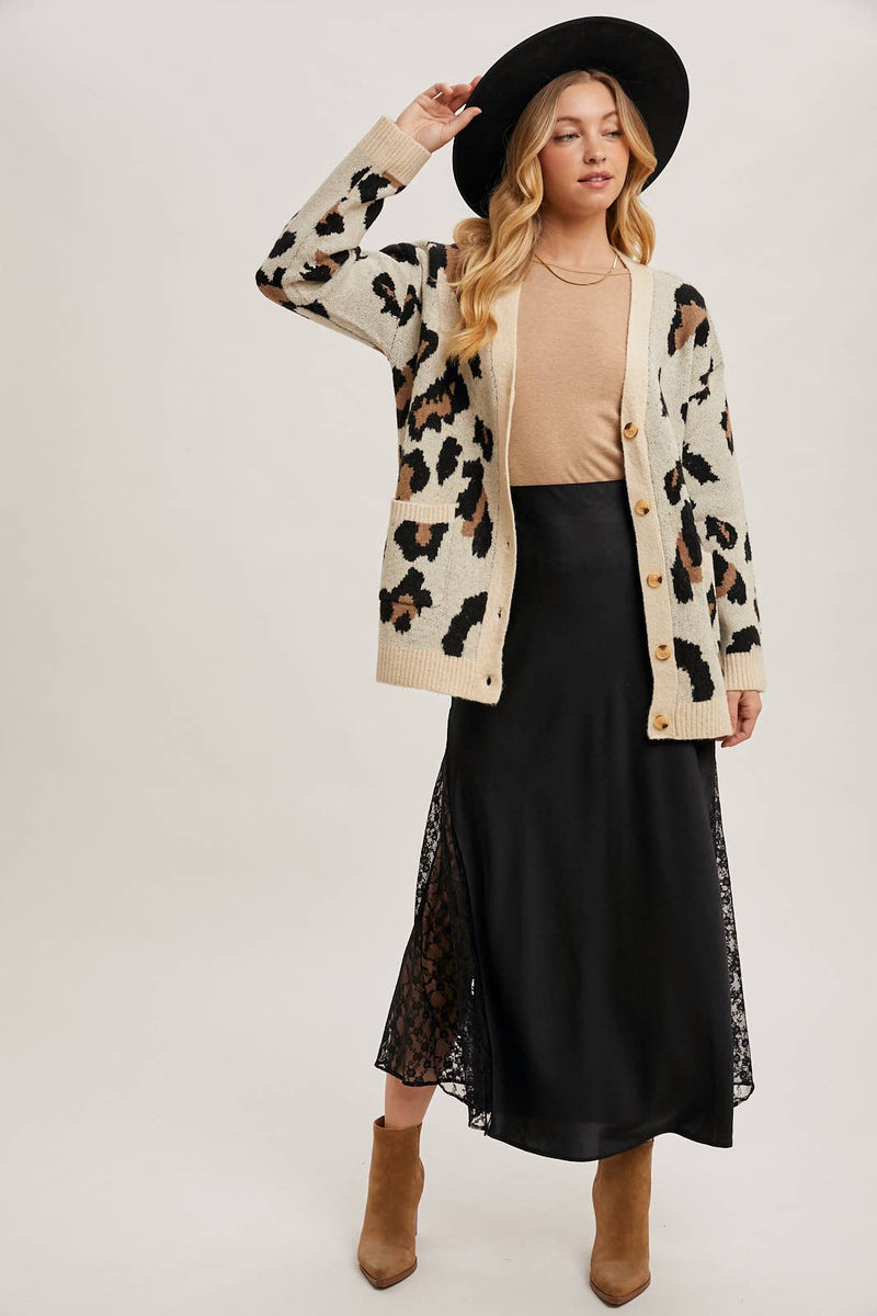 Button Up Cheetah Cardigan | Oatmeal