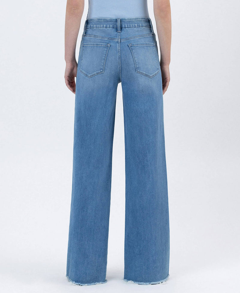 The Mandi High Rise Frayed Hem Wide Leg Jeans
