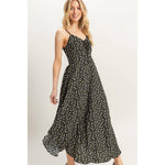 Ditsy Floral Print Sleeveless Midi Dress | Black