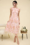 Floral Smocked Ruffle Detail Tiered Maxi Dress | Pink