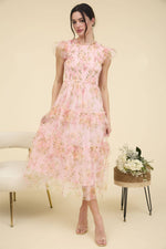 Floral Smocked Ruffle Detail Tiered Maxi Dress | Pink