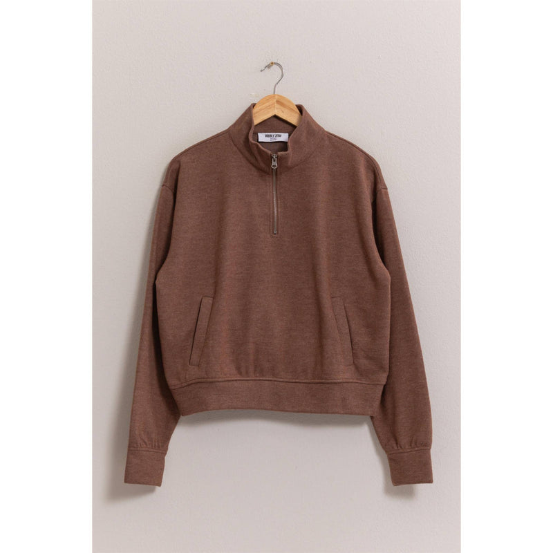 Half Zip Sweatshirt With Front Pockets | Chestnut