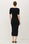 Square Neck Half Sleeve Body-con Sweater Dress | Black
