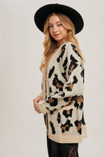 Button Up Cheetah Cardigan | Oatmeal