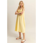 Shirring Neckline Sleeveless Dress | Yellow