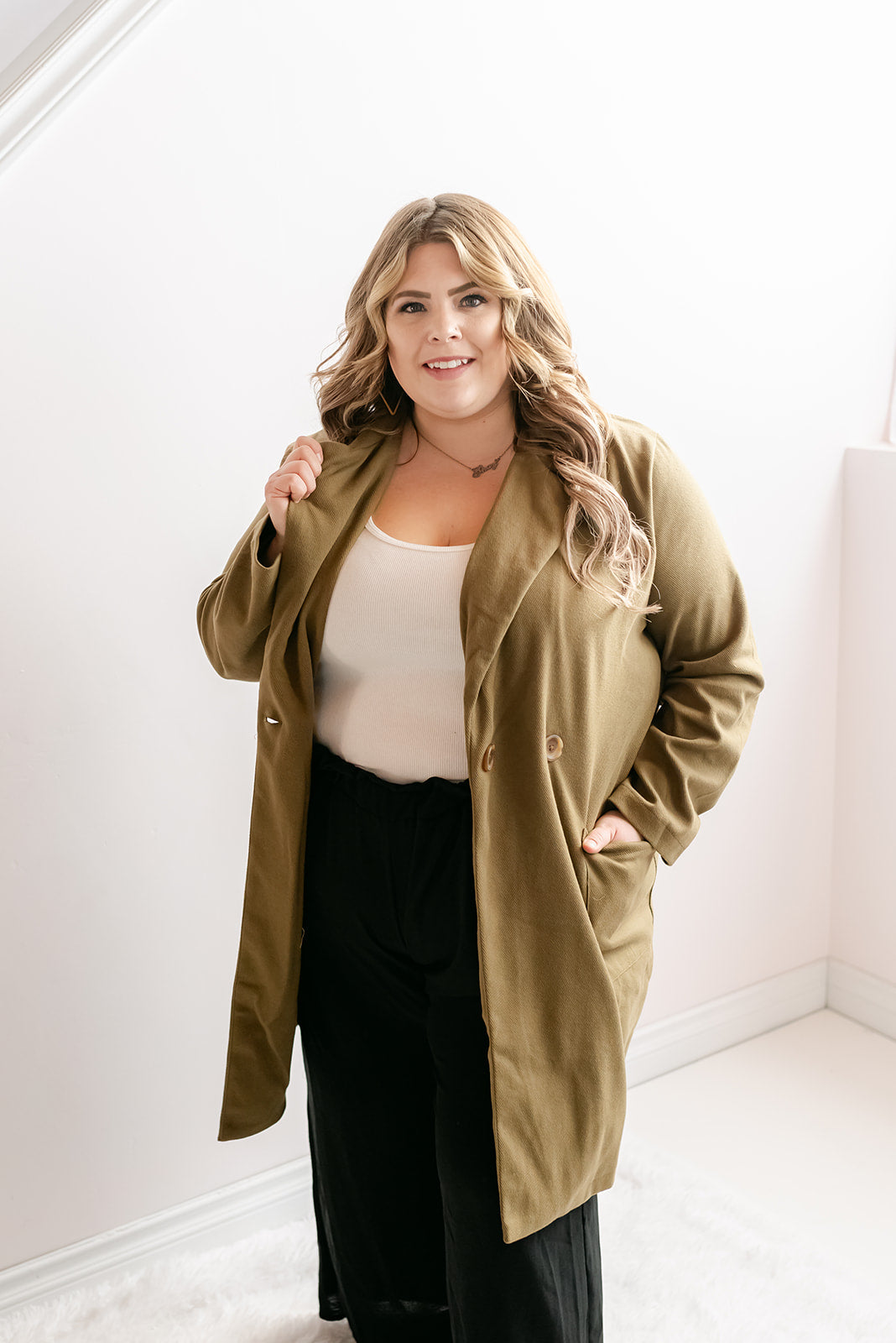 Plus size clearance olive green coat