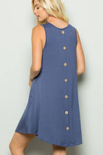 Button Back Swing Dress | Indigo