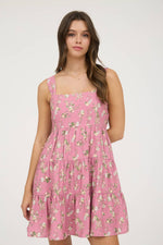Floral Sleeveless Tiered Mini Dress | Dusty Fuchsia