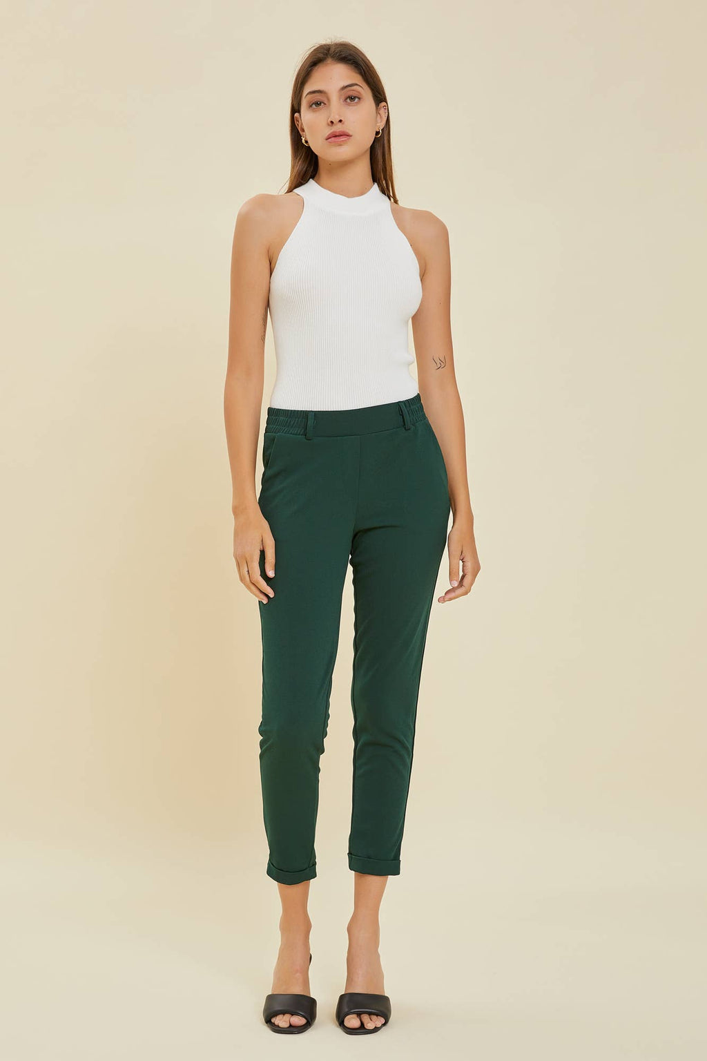 Pull On Tailored Pant | Hunter Green - MNR Beauty Boutique