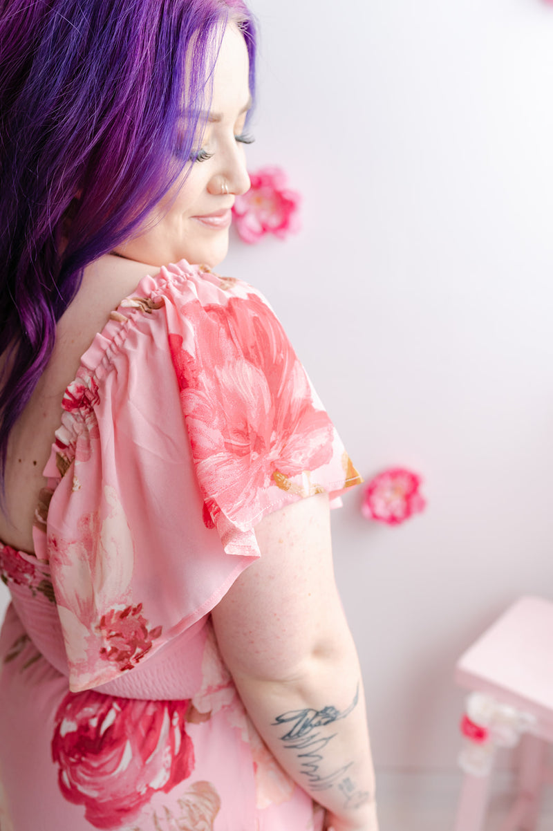 Floral Chiffon Dress | Pink