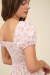 Floral Lace Trim Hook Mini Dress | Pink