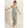 V-Neck Sleeveless Wide Leg Jumpsuit | Light Sage