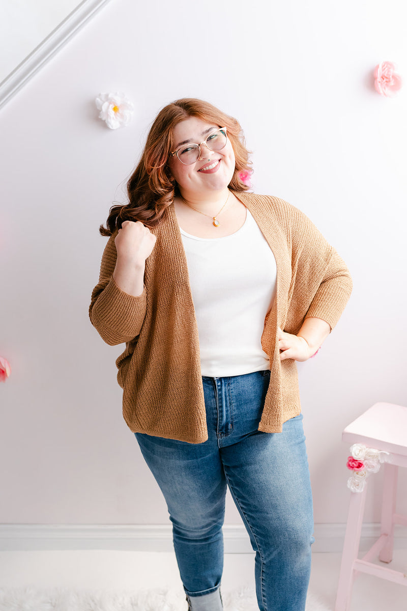 Curvy Bethany Cardigan | Camel