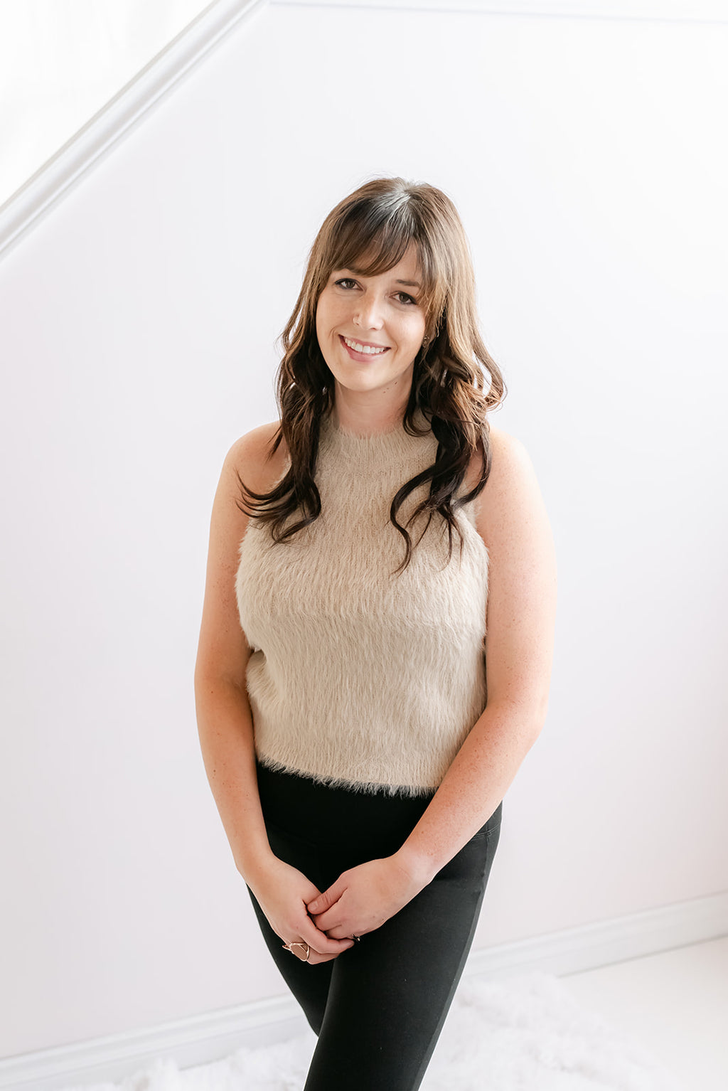 Fuzzy Sweater Tank | Beige - MNR Beauty Boutique