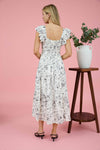 Floral Sweetheart Front Tie Midi Dress | Black