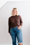 The Curvy Basic Fall Waffle Sweater | Mahogany