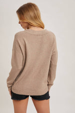 V-Neck Soft Knit Sweater Pullover | Latte