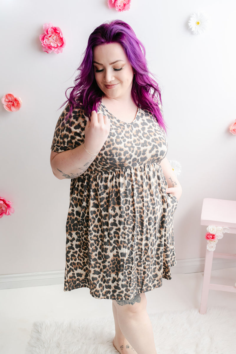 Curvy Everyday Cheetah Babydoll Dress