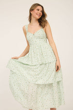 Corset Ruffle Tiered Midi Dress | Sage