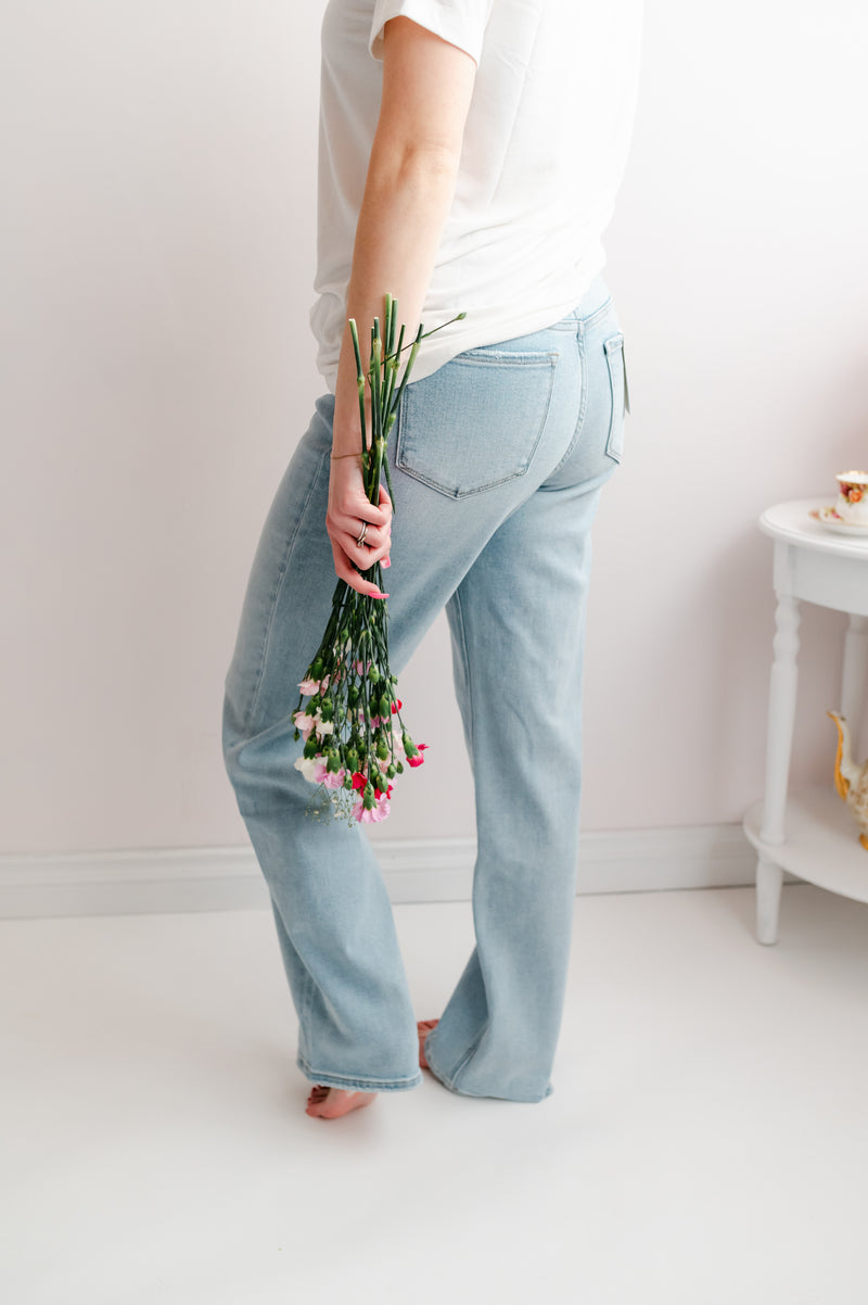 The Abby High Rise Slim Wide Leg Jeans