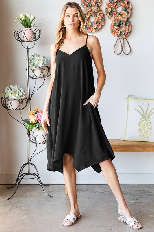 Solid Midi Dress | Black