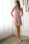 Garden Party Polka Dot Chiffon Tiered Mini Dress | Pink