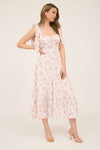 Floral Tie Strap Ruched Detail Maxi Dress | Pink