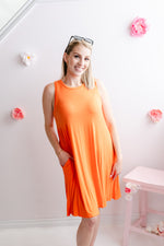 Relaxed Sleeveless Swing Dress |Orange