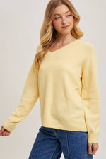 V-Neck Soft Knit Sweater Pullover | Lemonade