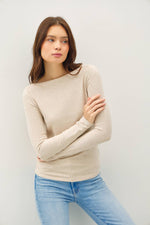 Wide Neck Knit Top | Oatmeal
