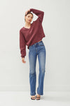 Chunky V-Neck Sweater | Wine