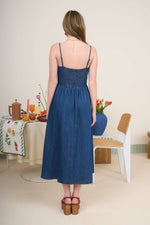 Sleeveless Bow Detail Denim Dress
