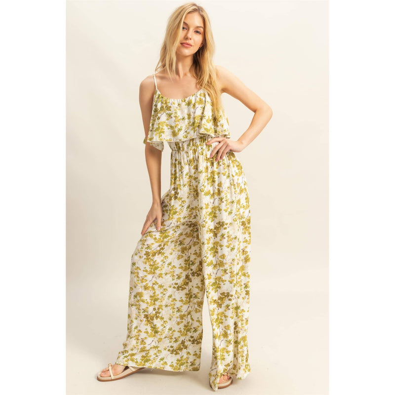 Floral Print Spaghetti Strap Jumpsuit | Matcha
